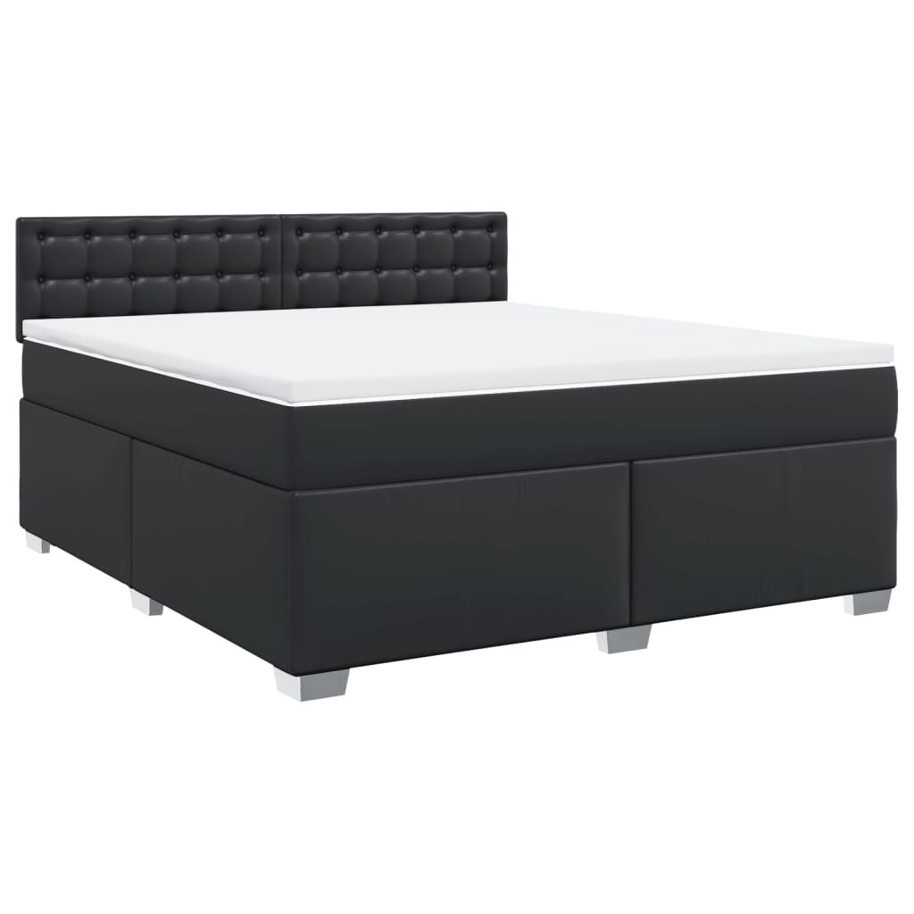 Box Spring Bed with Mattress Black 180x200 cm Faux Leather