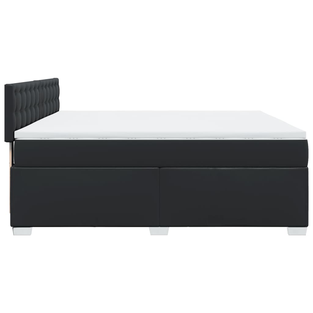 Box Spring Bed with Mattress Black 180x200 cm Faux Leather