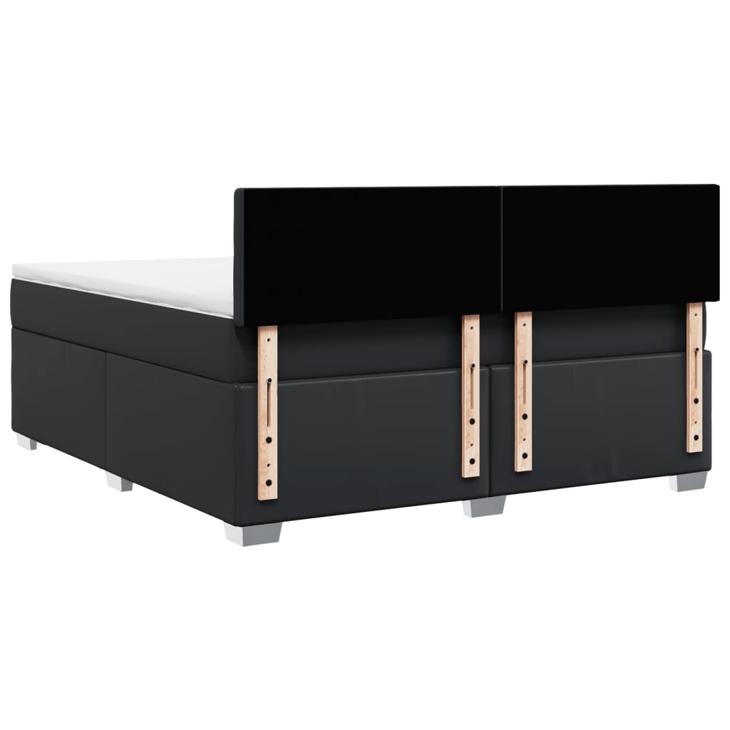 Box Spring Bed with Mattress Black 180x200 cm Faux Leather