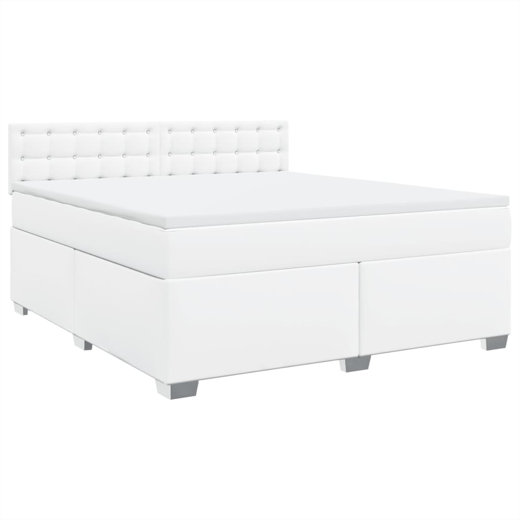 Box Spring Bed with Mattress White 180x200 cm Faux Leather