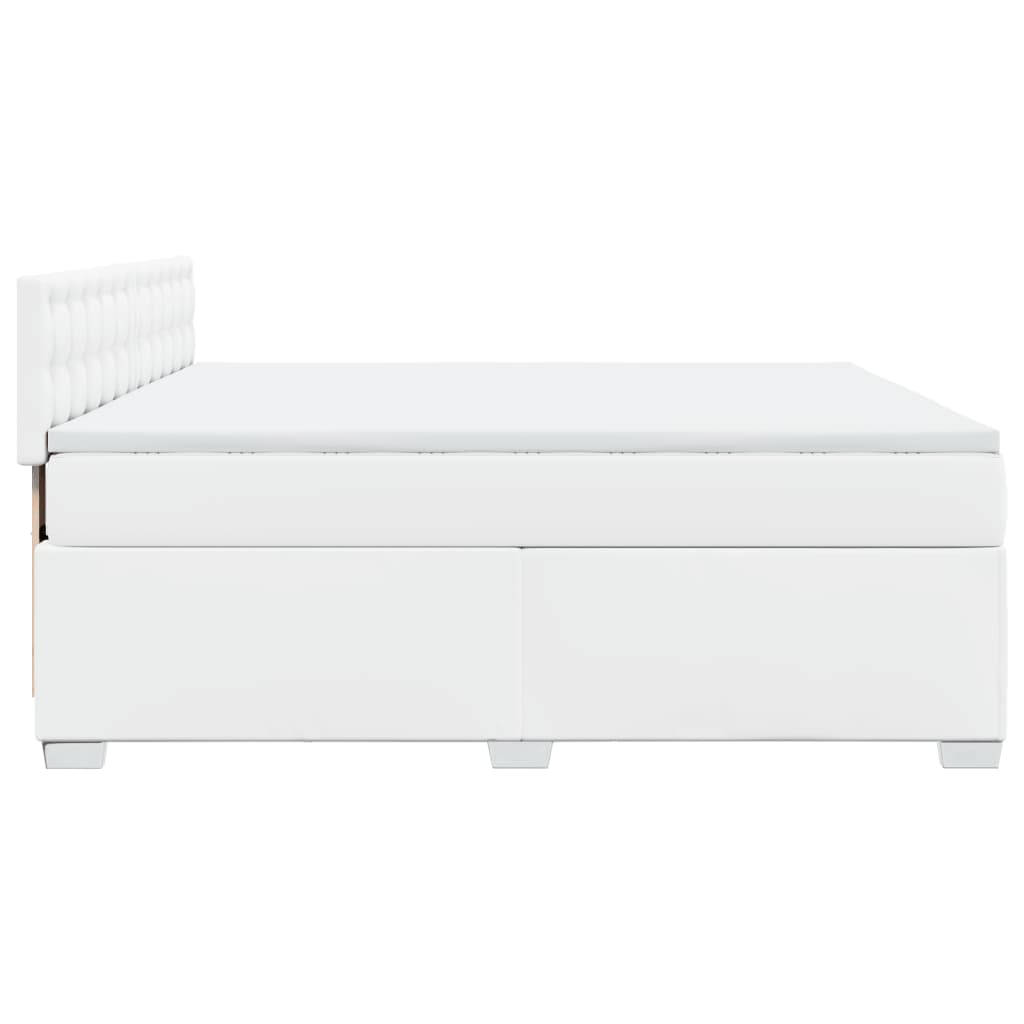 Box Spring Bed with Mattress White 180x200 cm Faux Leather