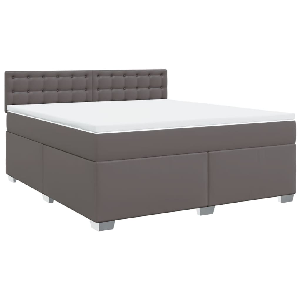 Box Spring Bed with Mattress Grey 180x200 cm Faux Leather