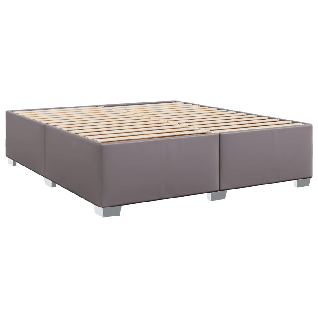 Box Spring Bed with Mattress Grey 180x200 cm Faux Leather
