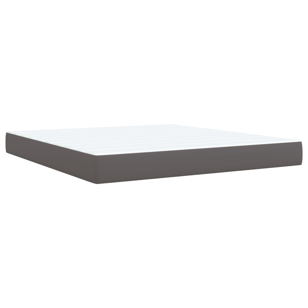 Box Spring Bed with Mattress Grey 180x200 cm Faux Leather