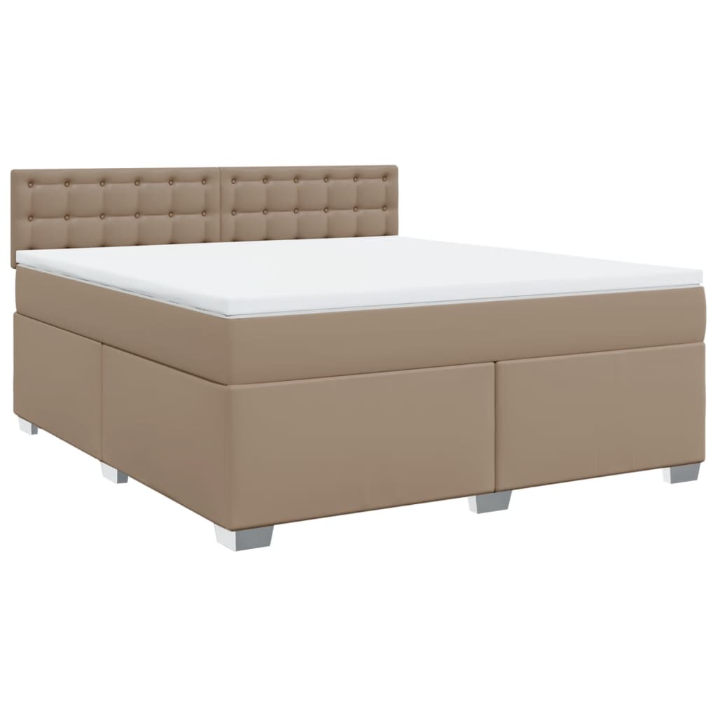 Box Spring Bed with Mattress Cappuccino 180x200 cm Faux Leather