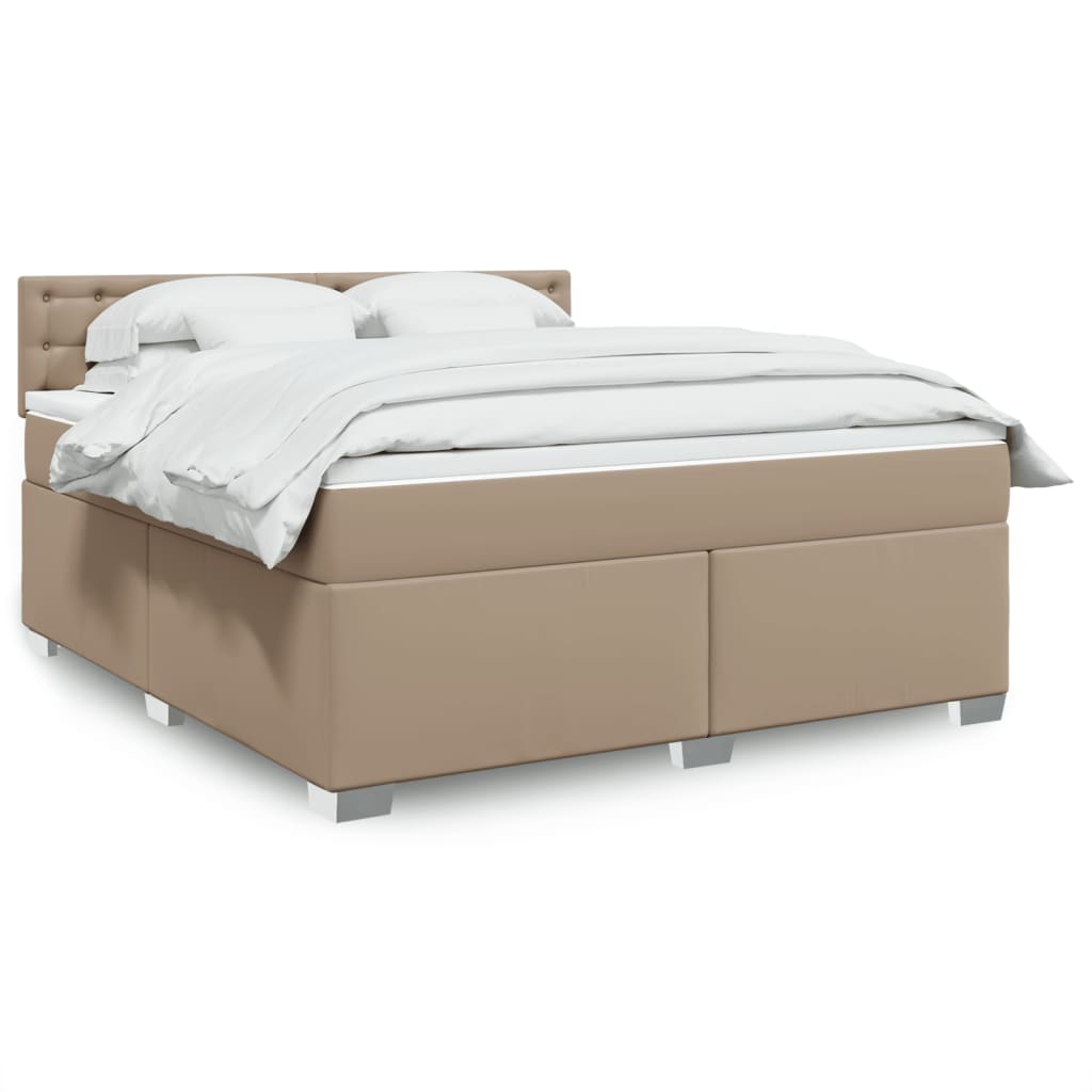 Box Spring Bed with Mattress Cappuccino 180x200 cm Faux Leather