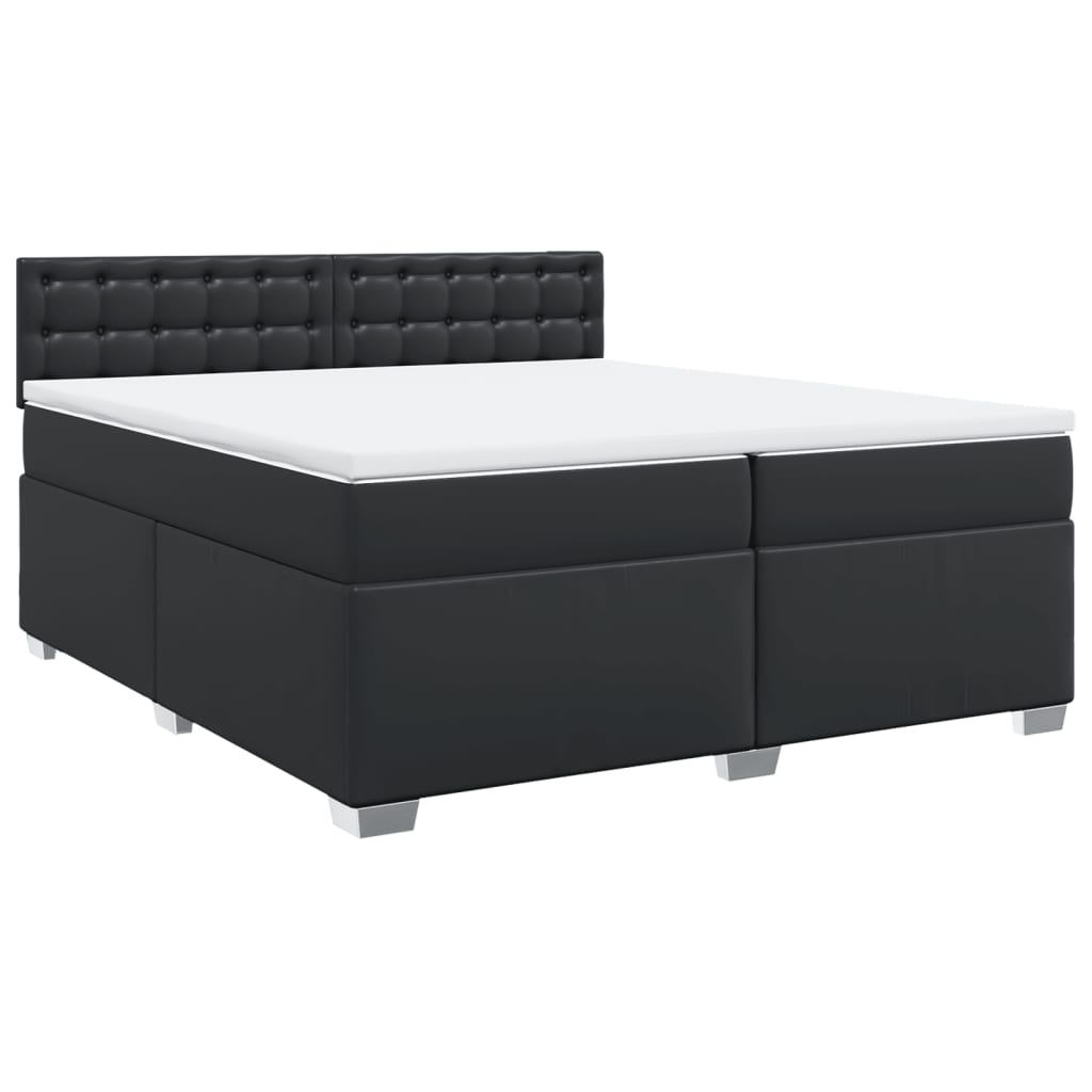 Box Spring Bed with Mattress Black 200x200 cm Faux Leather