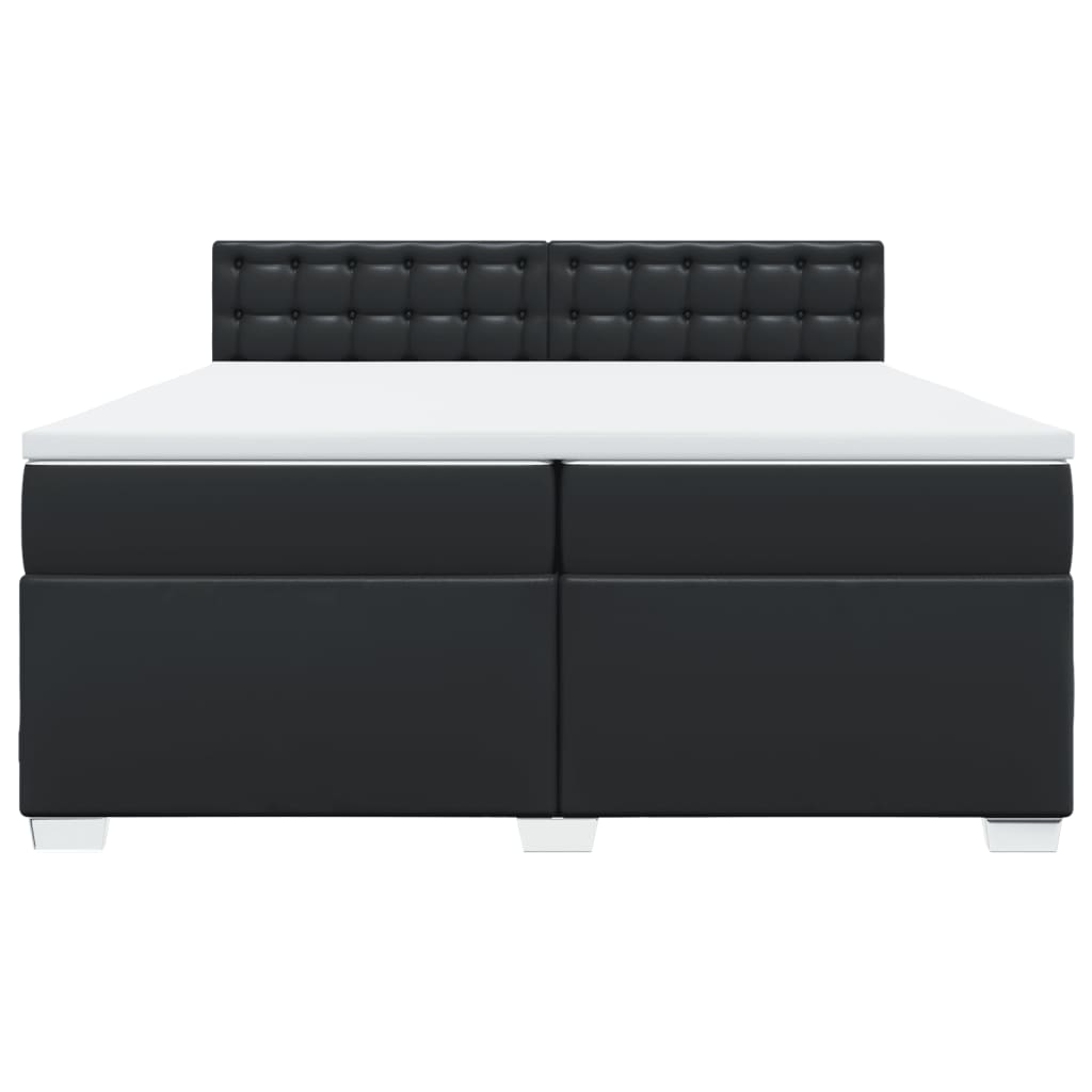 Box Spring Bed with Mattress Black 200x200 cm Faux Leather