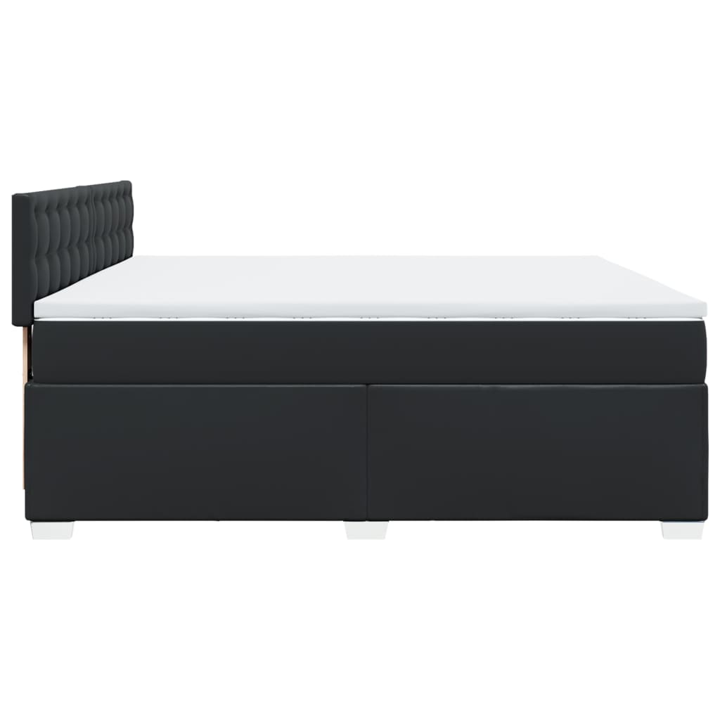 Box Spring Bed with Mattress Black 200x200 cm Faux Leather