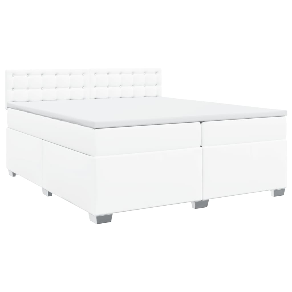 Box Spring Bed with Mattress White 200x200 cm Faux Leather