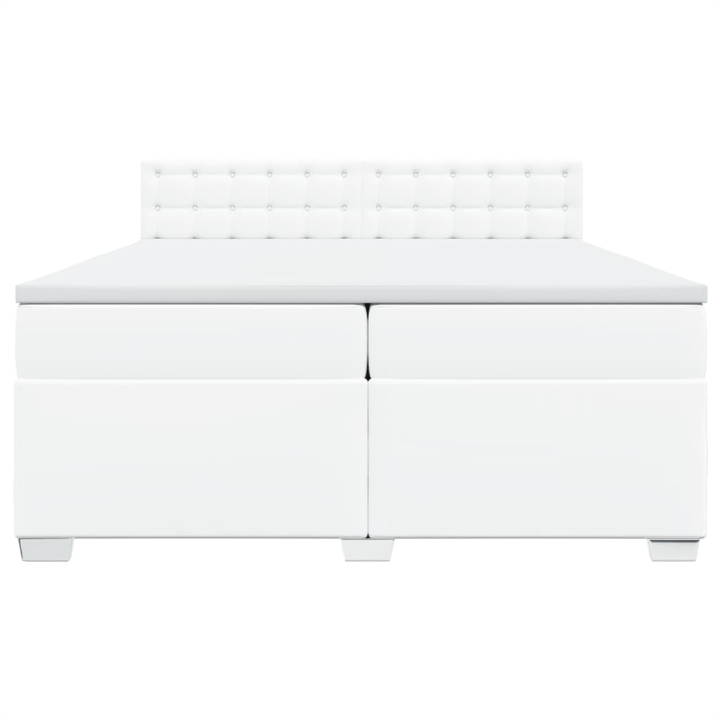 Box Spring Bed with Mattress White 200x200 cm Faux Leather