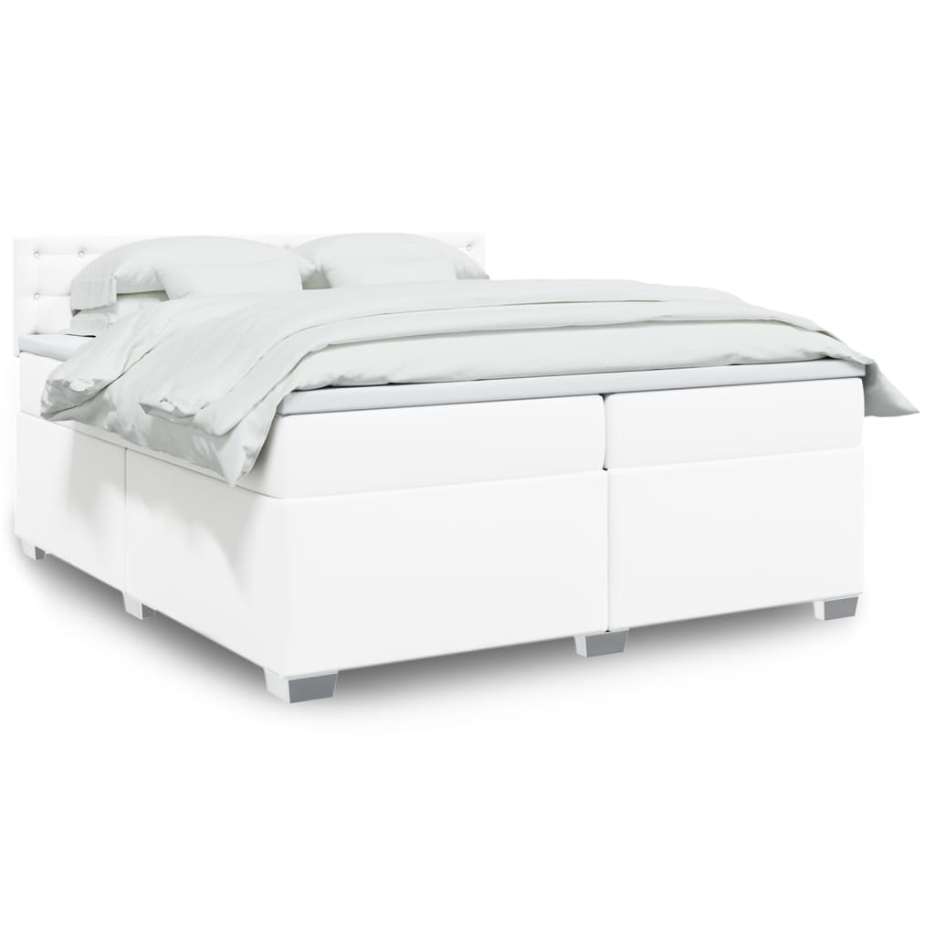 Box Spring Bed with Mattress White 200x200 cm Faux Leather
