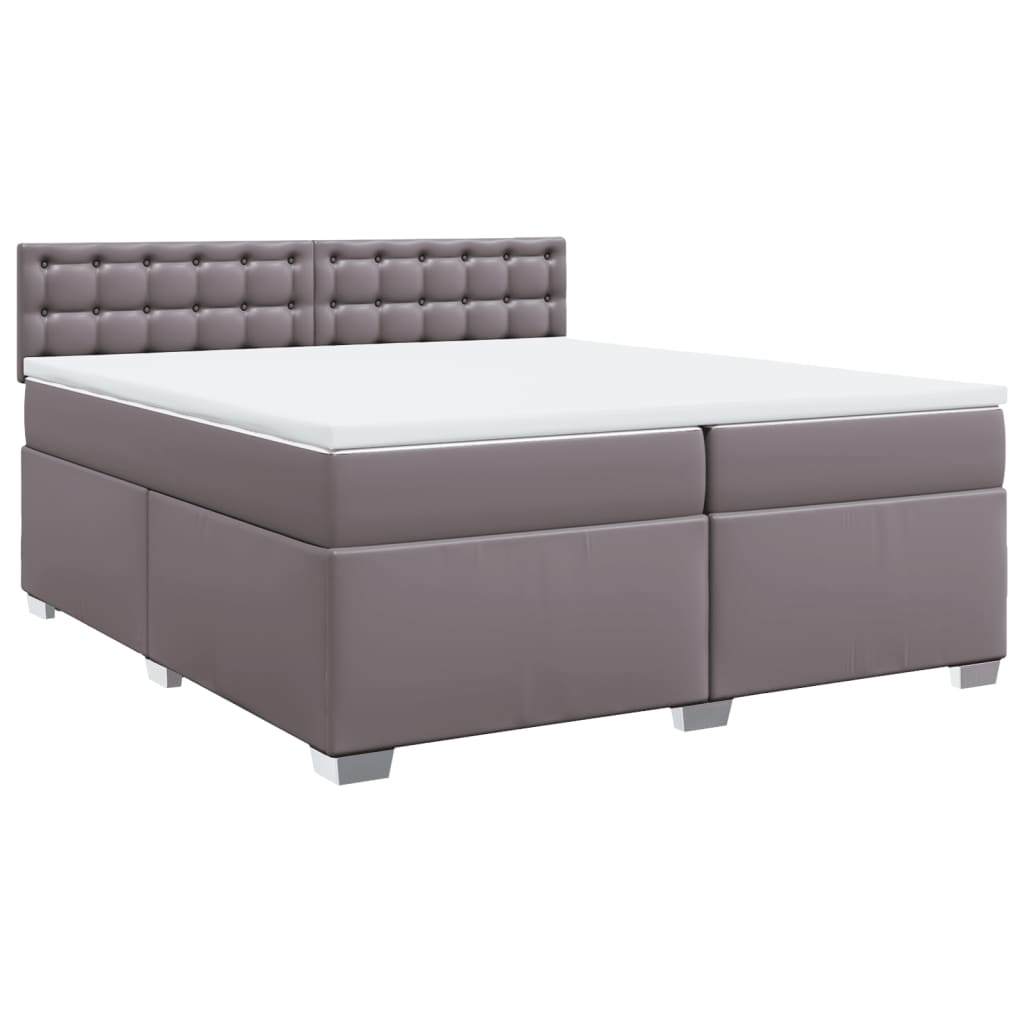 Box Spring Bed with Mattress Grey 200x200 cm Faux Leather