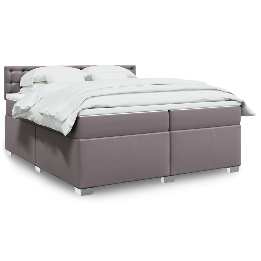 Box Spring Bed with Mattress Grey 200x200 cm Faux Leather