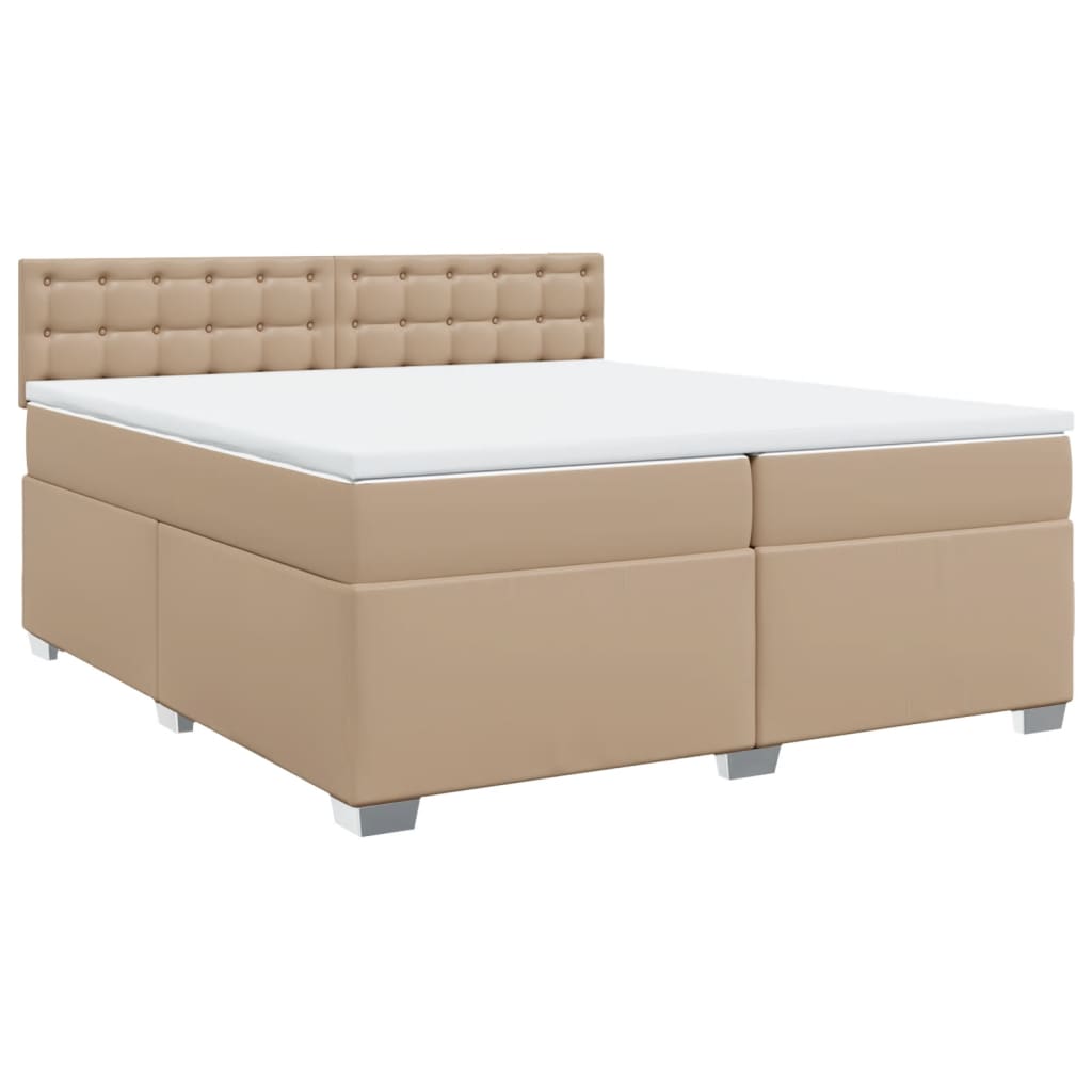 Box Spring Bed with Mattress Cappuccino 200x200 cm Faux Leather