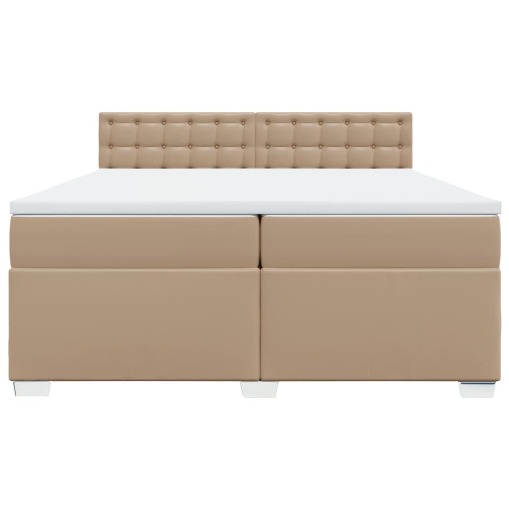 Box Spring Bed with Mattress Cappuccino 200x200 cm Faux Leather