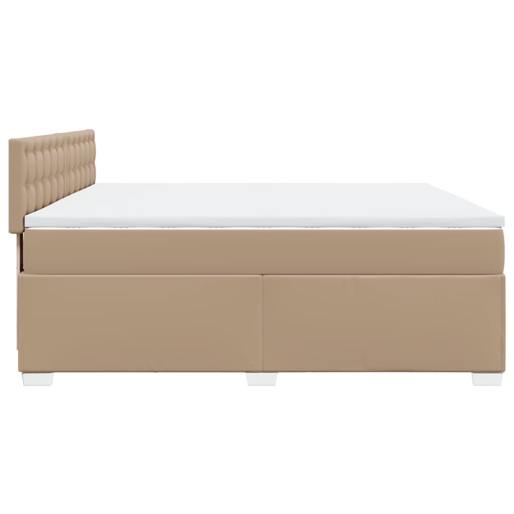 Box Spring Bed with Mattress Cappuccino 200x200 cm Faux Leather