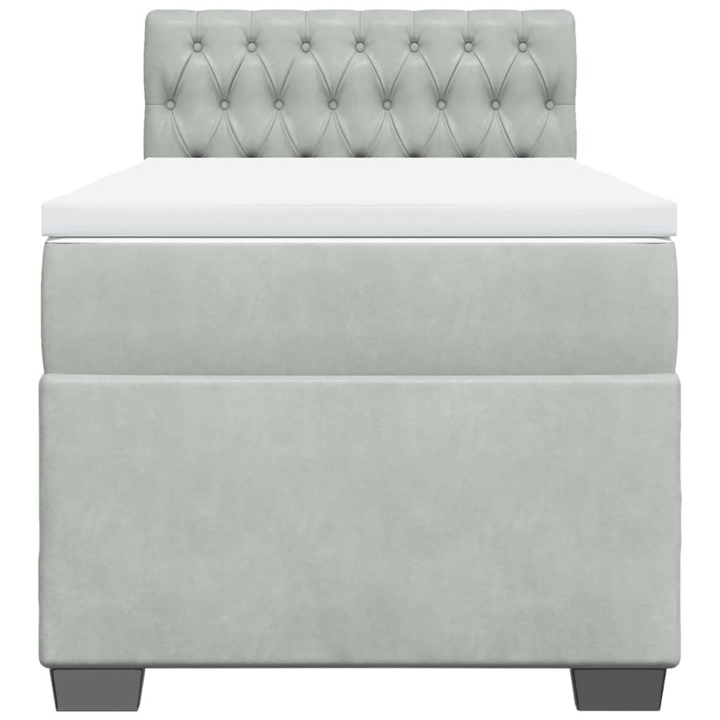 Box Spring Bed with Mattress Light Grey 80x200 cm Velvet