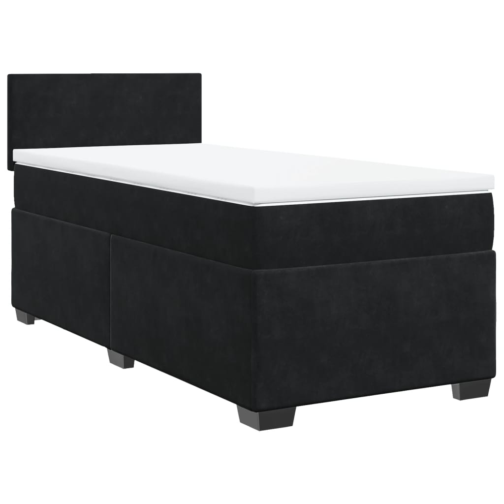 Box Spring Bed with Mattress Black 90x190 cm Velvet