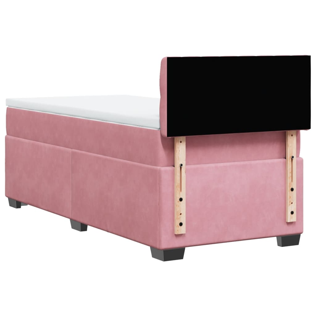 Box Spring Bed with Mattress Pink 90x190 cm Velvet