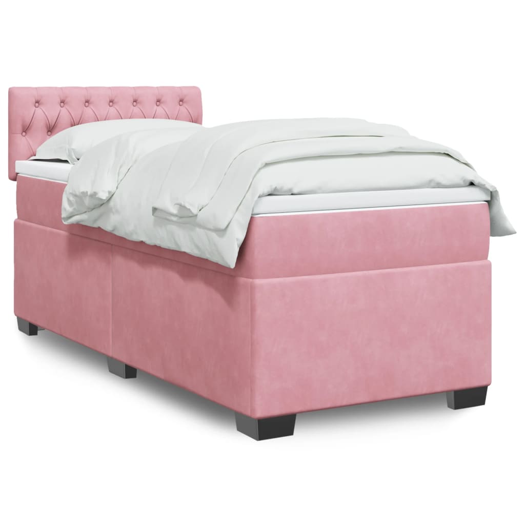 Box Spring Bed with Mattress Pink 90x190 cm Velvet