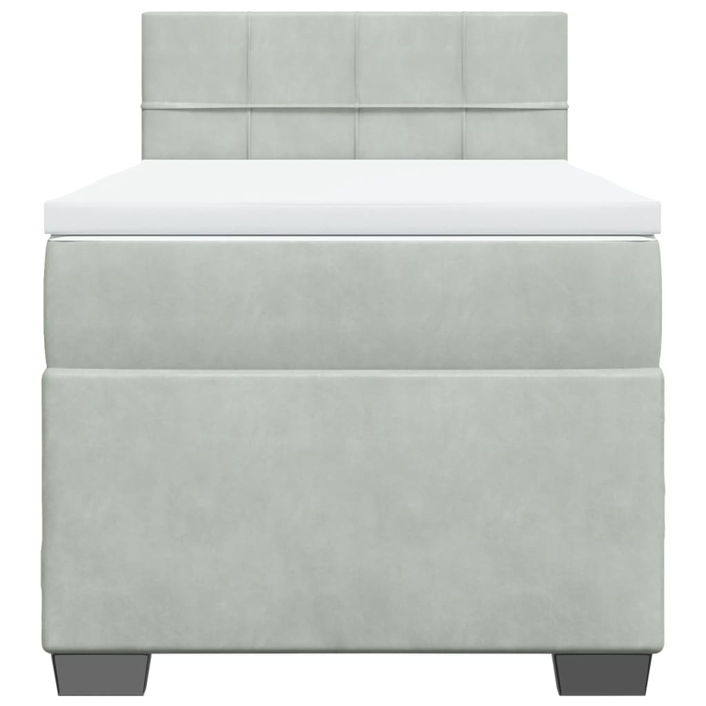 Box Spring Bed with Mattress Light Grey 90x190 cm Velvet