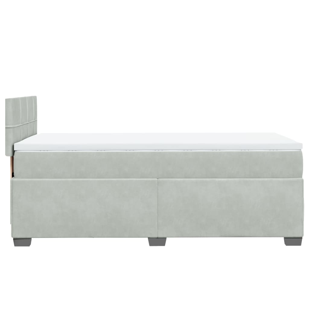 Box Spring Bed with Mattress Light Grey 90x190 cm Velvet