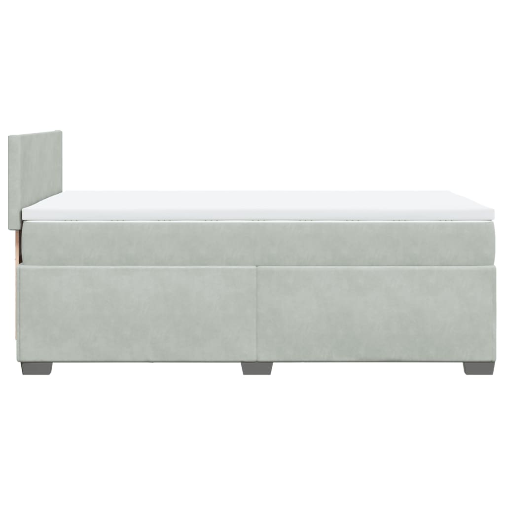 Box Spring Bed with Mattress Light Grey 90x200 cm Velvet