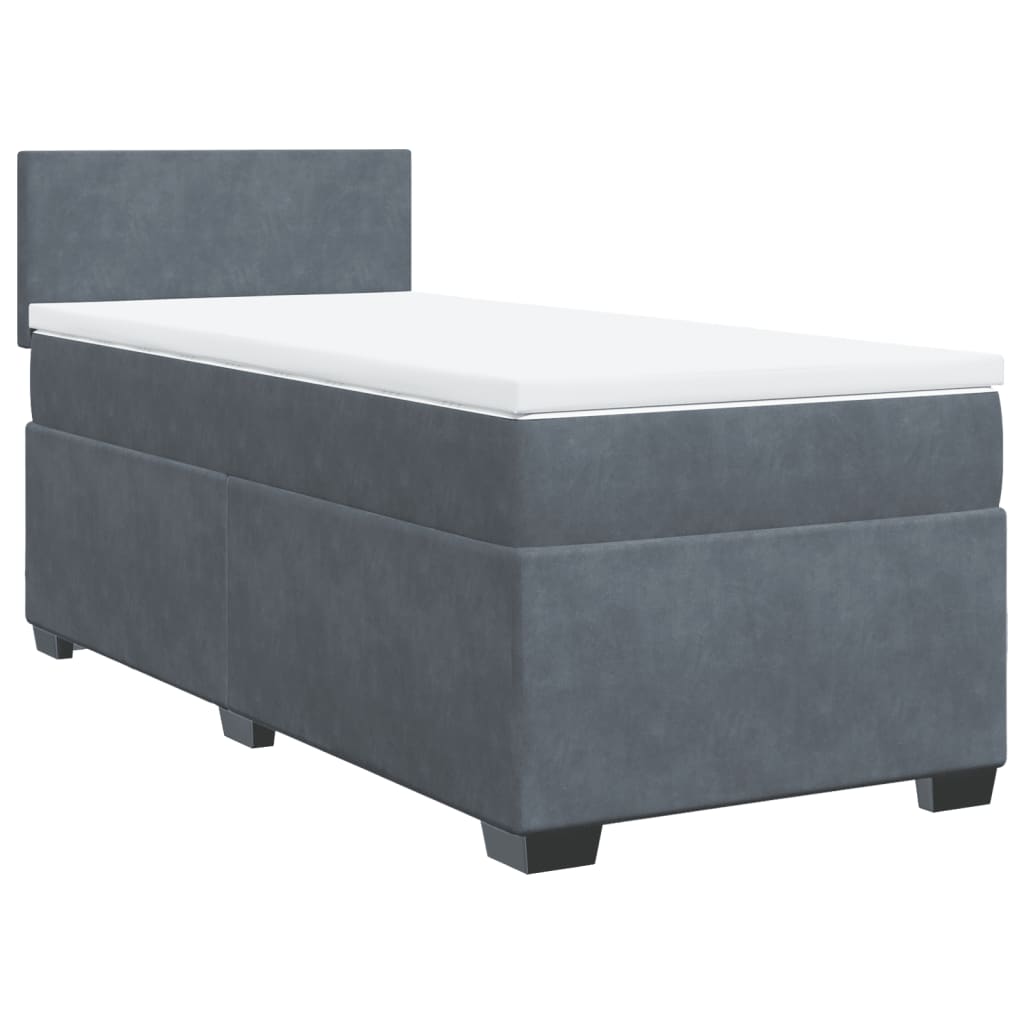 Box Spring Bed with Mattress Dark Grey 90x200 cm Velvet