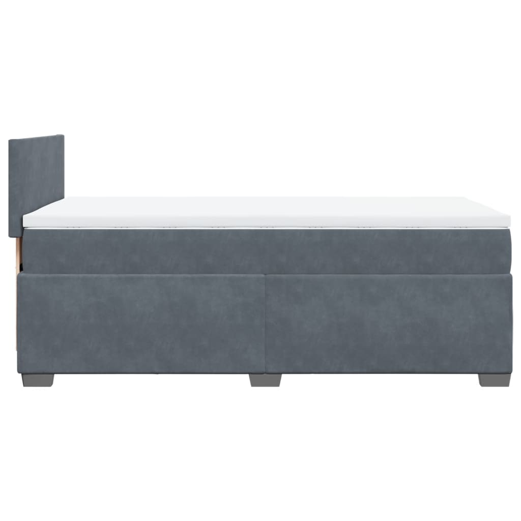 Box Spring Bed with Mattress Dark Grey 90x200 cm Velvet