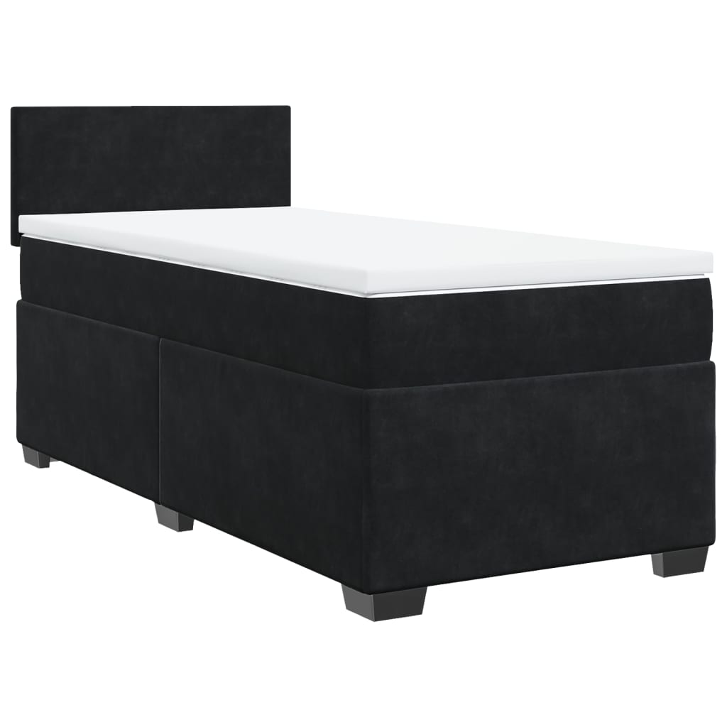 Box Spring Bed with Mattress Black 90x200 cm Velvet