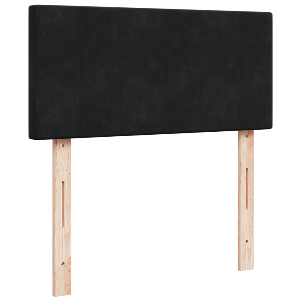 Box Spring Bed with Mattress Black 90x200 cm Velvet