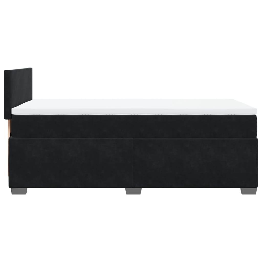 Box Spring Bed with Mattress Black 90x200 cm Velvet