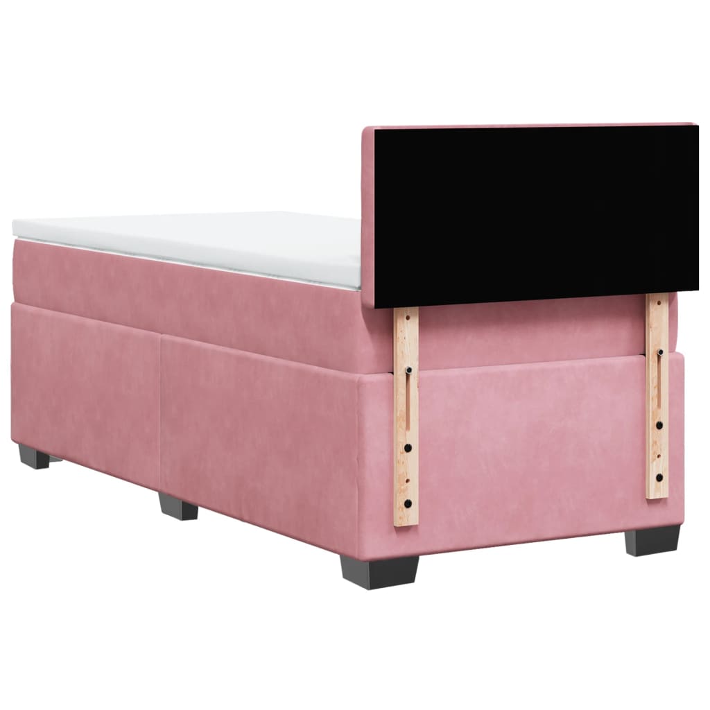 Box Spring Bed with Mattress Pink 90x200 cm Velvet