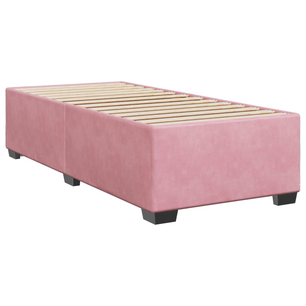 Box Spring Bed with Mattress Pink 90x200 cm Velvet