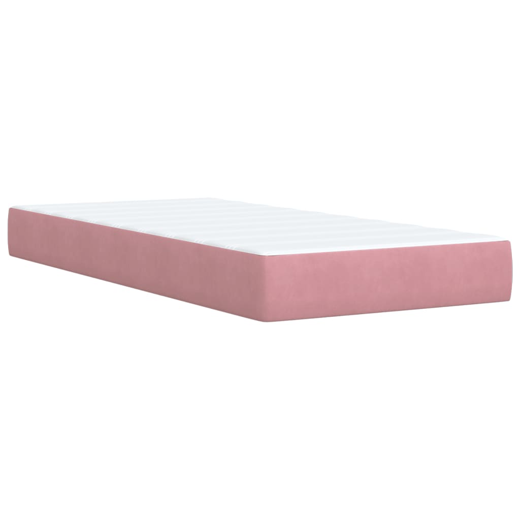 Box Spring Bed with Mattress Pink 90x200 cm Velvet