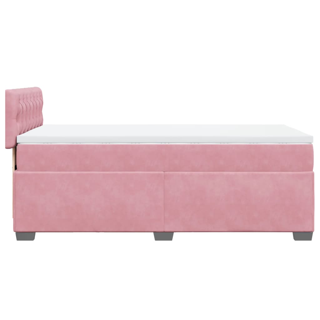 Box Spring Bed with Mattress Pink 90x200 cm Velvet