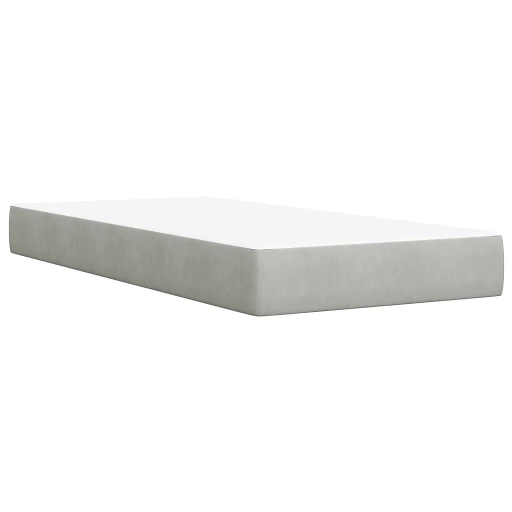 Box Spring Bed with Mattress Light Grey 90x200 cm Velvet