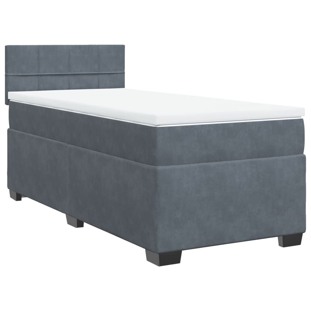 Box Spring Bed with Mattress Dark Grey 90x200 cm Velvet