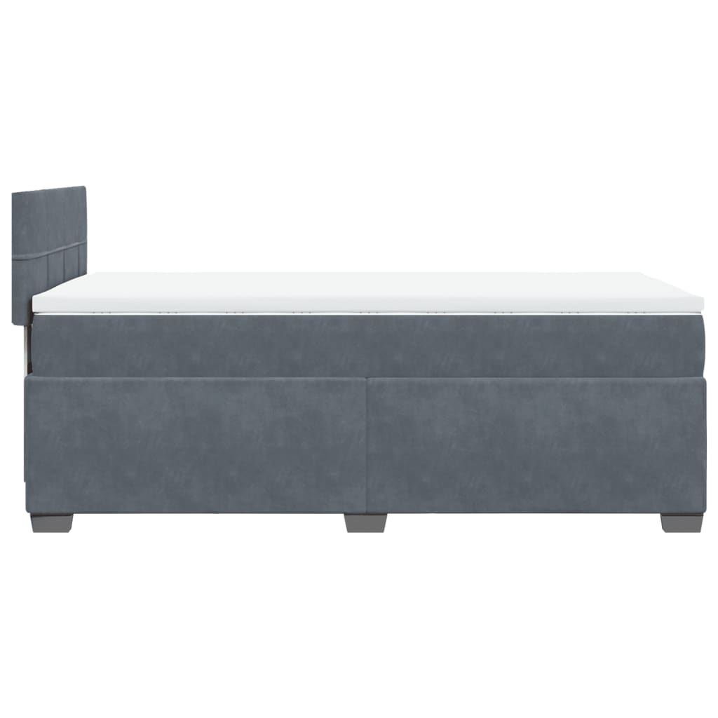 Box Spring Bed with Mattress Dark Grey 90x200 cm Velvet