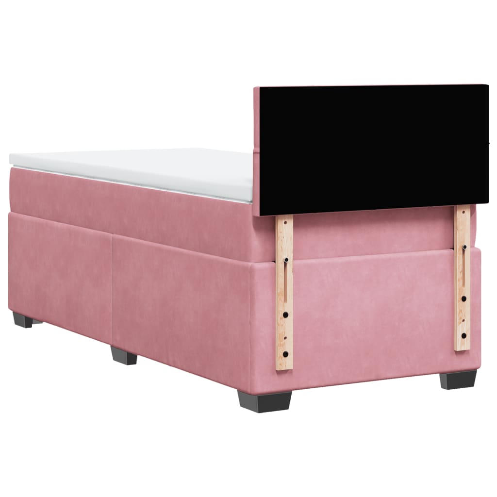 Box Spring Bed with Mattress Pink 90x200 cm Velvet