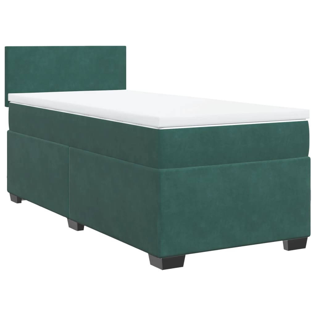 Box Spring Bed with Mattress Dark Green 100x200 cm Velvet