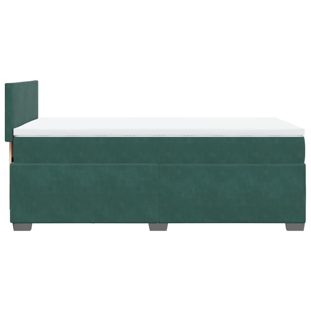 Box Spring Bed with Mattress Dark Green 100x200 cm Velvet
