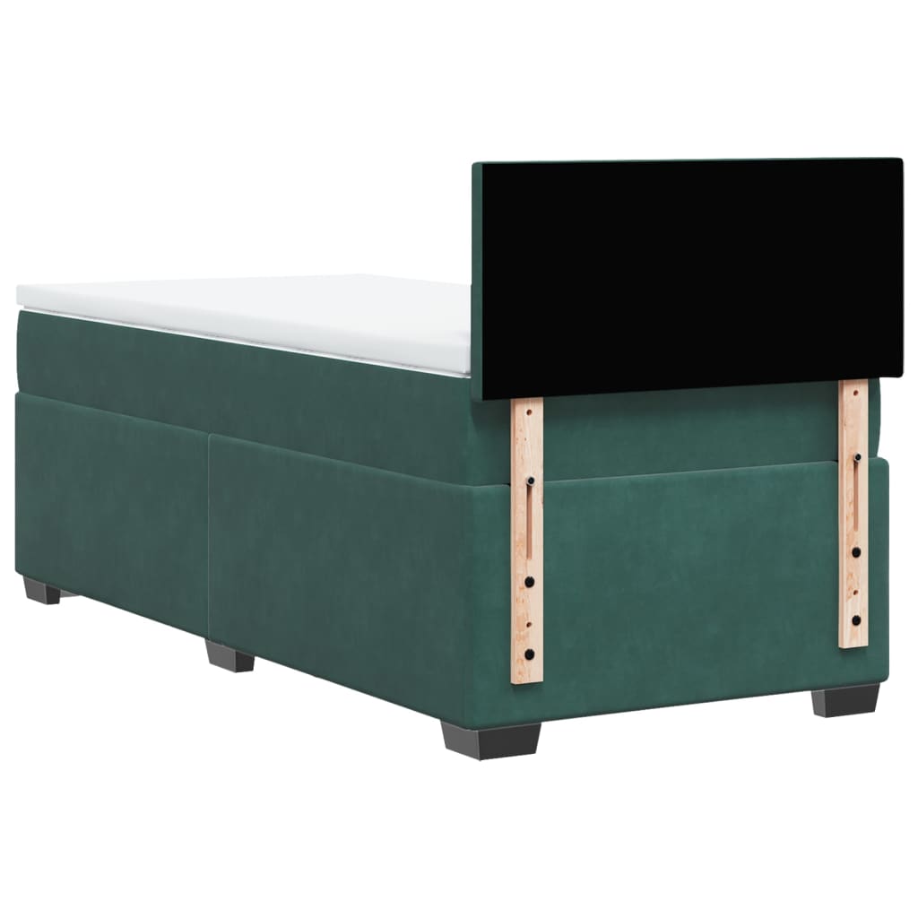 Box Spring Bed with Mattress Dark Green 100x200 cm Velvet