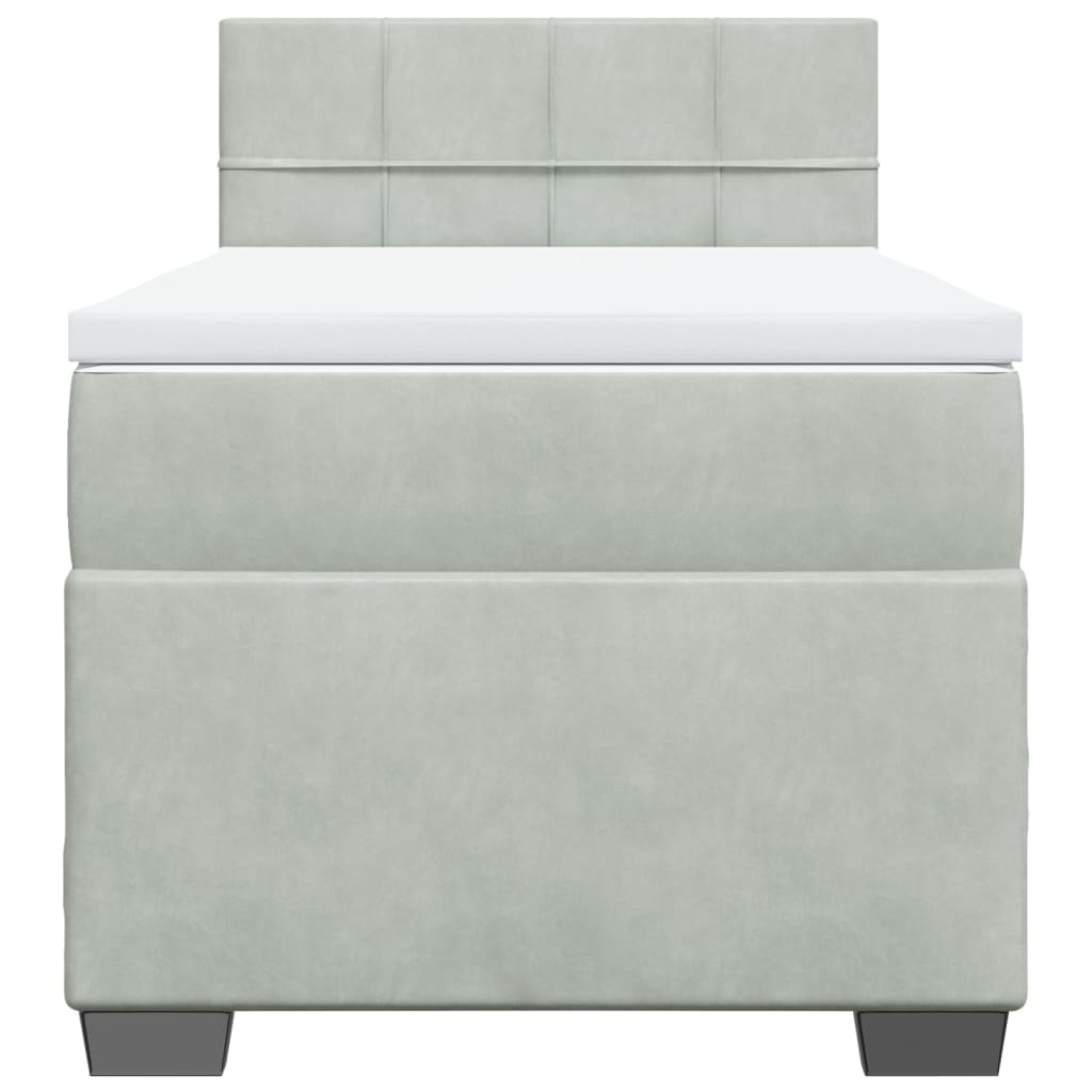 Box Spring Bed with Mattress Light Grey 100x200 cm Velvet
