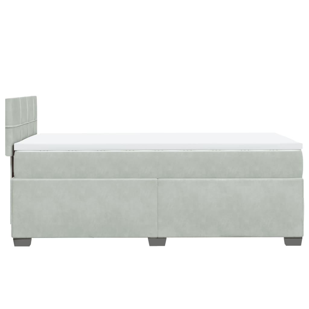 Box Spring Bed with Mattress Light Grey 100x200 cm Velvet