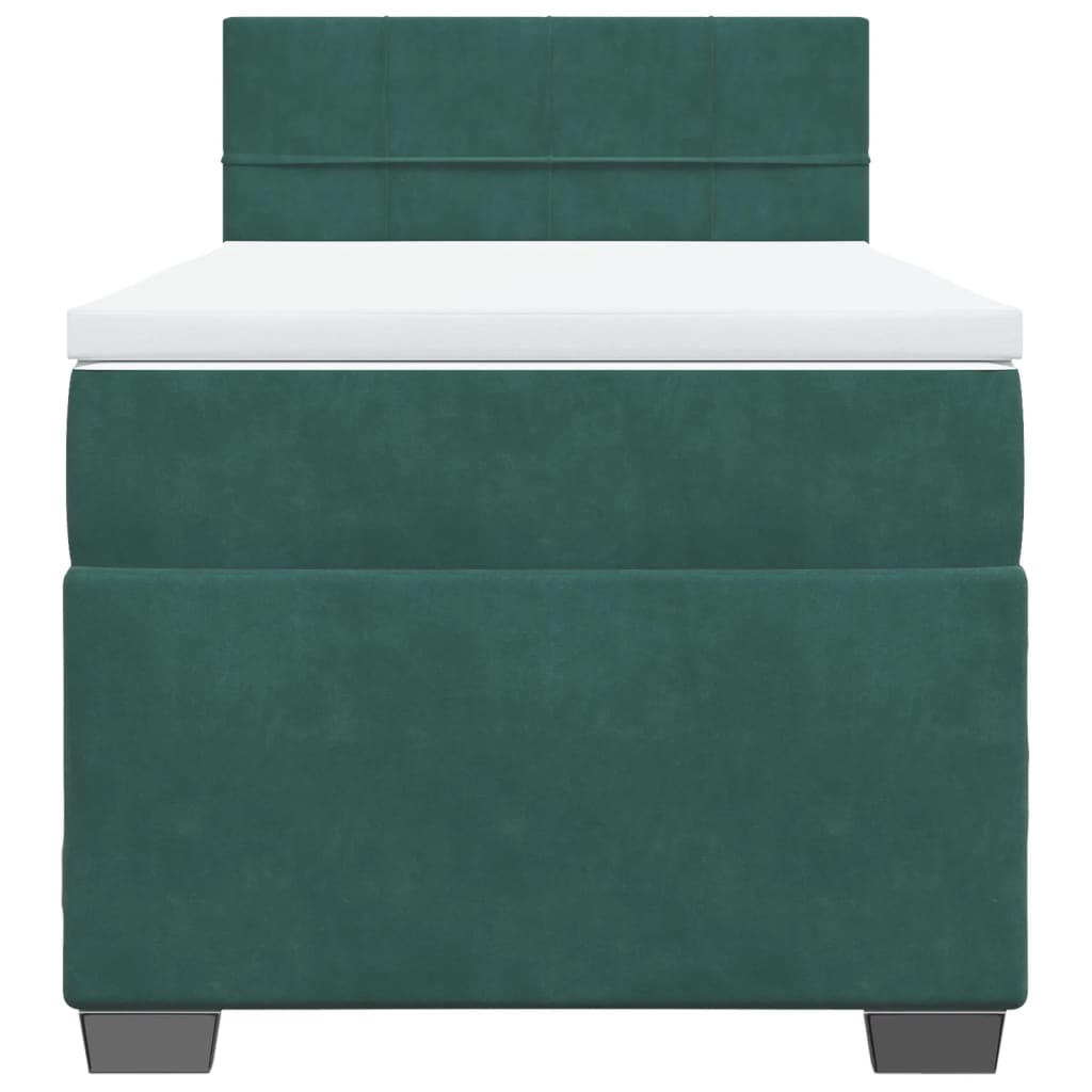 Box Spring Bed with Mattress Dark Green 100x200 cm Velvet
