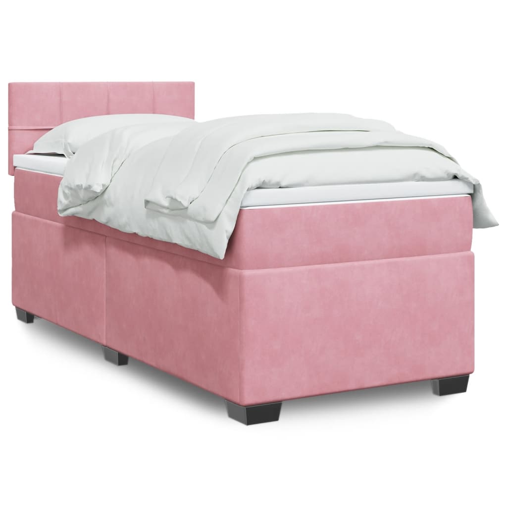 Box Spring Bed with Mattress Pink 100x200 cm Velvet