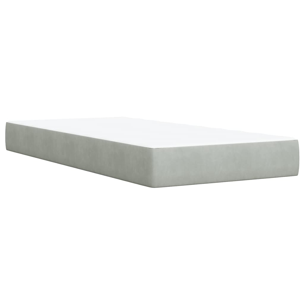 Box Spring Bed with Mattress Light Grey 100x200 cm Velvet