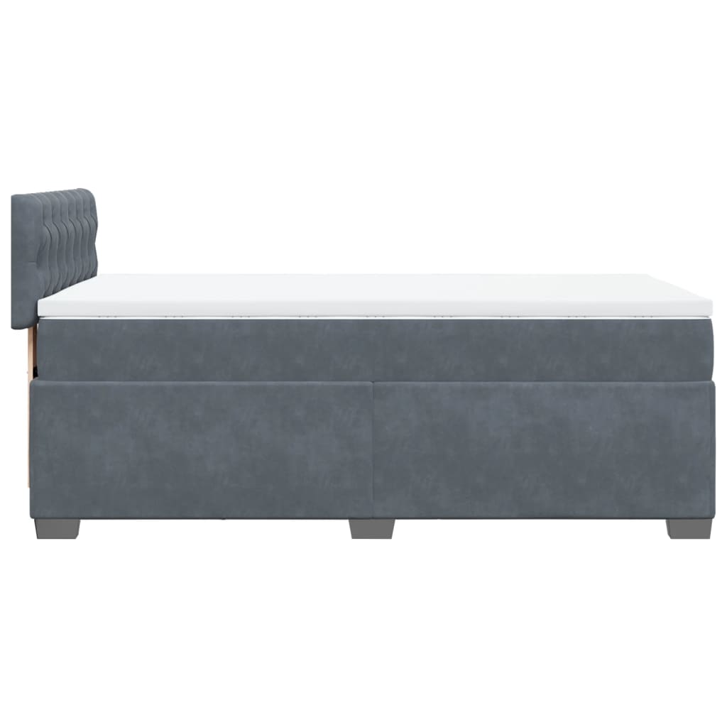 Box Spring Bed with Mattress Dark Grey 100x200 cm Velvet